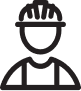 Pictogramme main-d'œuvre représenté par un personnage avec casque de chantier